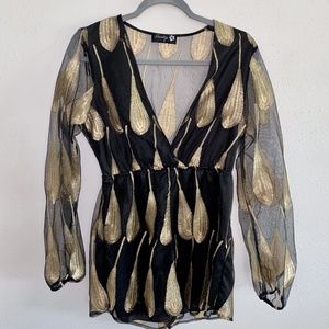 Nasty Gal - Black & Gold Romper